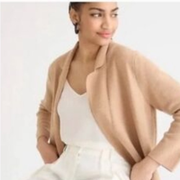 J.Crew Eloise Oatmeal Wool Cotton Blend Knit Sweater Career Fall  Blazer Sz XL - Picture 1 of 13